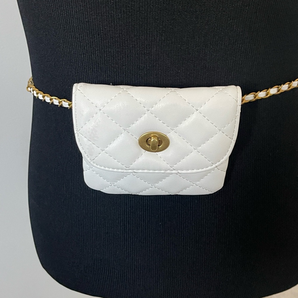 Women's White & Gold Belt Bag Length 48”
